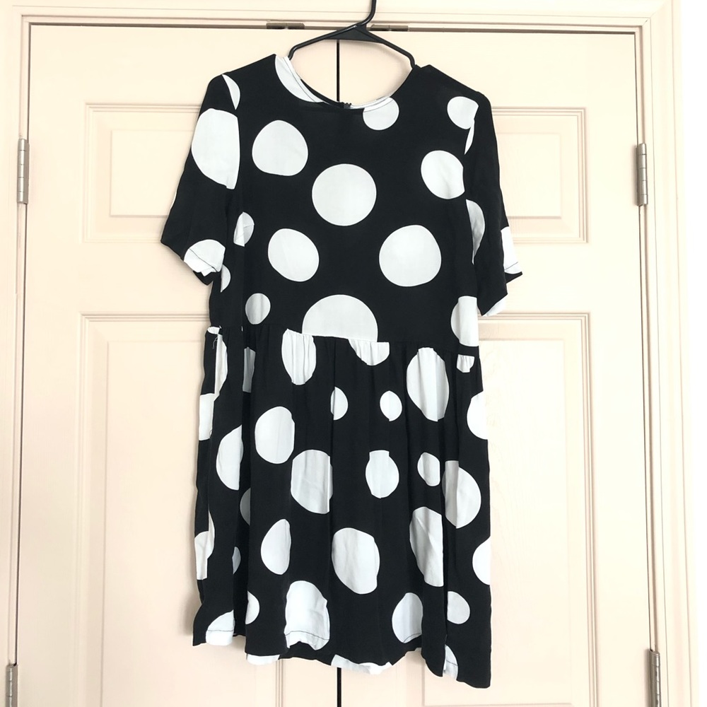 Cute black and white polka dot ASOS babydoll dress